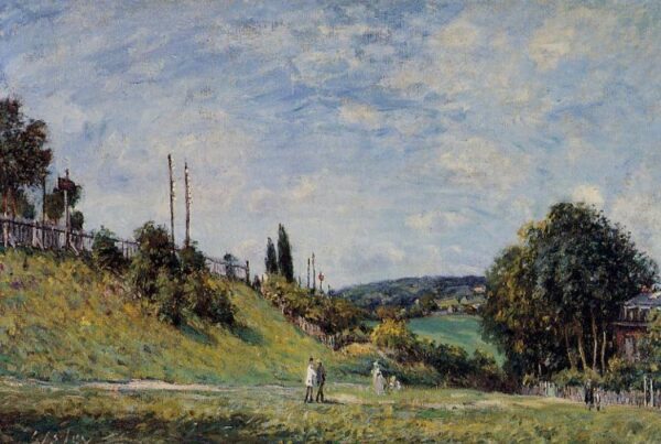 Railroad Embankment at Sevres by Alfred Sisley, hand-painted oil painting reproduction