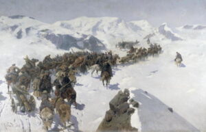 Count Argutinsky Crossing the Caucasian Range by Franz Roubaud, hand-painted oil painting reproduction