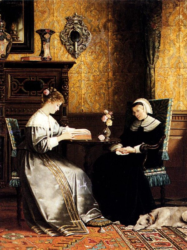 Reading A Book by Rudolf Ernst, hand-painted oil painting reproduction
