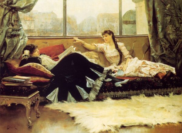 Reading Aloud by Julius LeBlanc Stewart, hand-painted oil painting reproduction