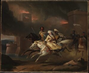 Rebecca and Sir Brian de Bois-Guilbert by Léon Cogniet, hand-painted oil painting reproduction