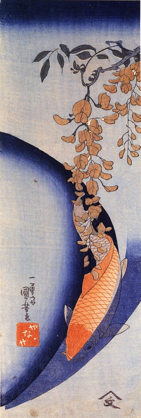 Red Carp under Wisteria by Utagawa Kuniyoshi, hand-painted oil painting reproduction