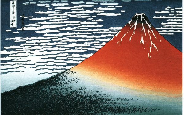 Red Fuji by Katsushika Hokusai, hand-painted oil reproduction