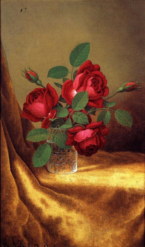 Red Roses in a Crystal Goblet by Martin Johnson Heade, hand-painted oil painting reproduction