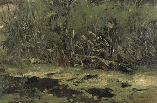 Reed at the riverbank by George Hendrik Breitner, hand-painted oil reproduction