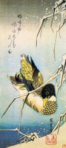 Reeds in the Snow with a Wild Duck by Ando Hiroshige, hand-painted oil painting reproduction