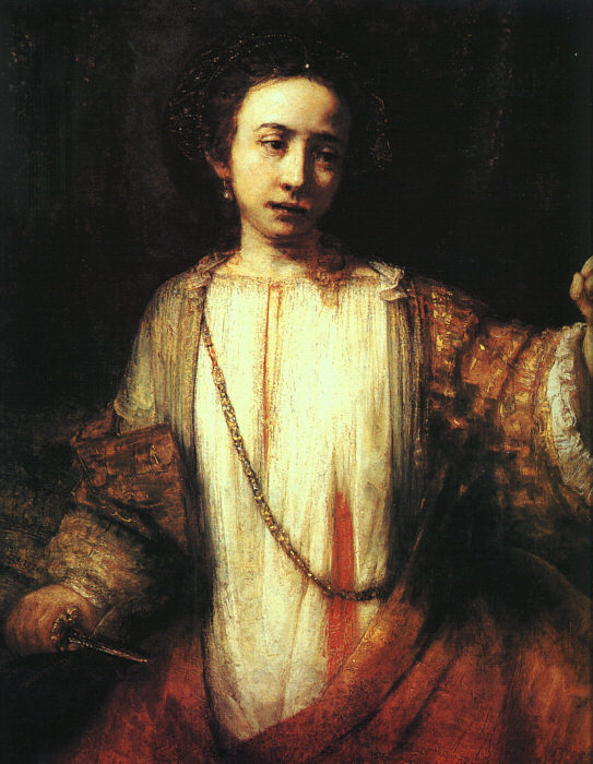 Lucretia 1666 by Rembrandt, hand-painted oil reproduction