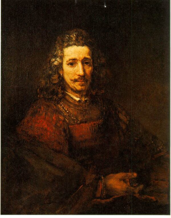 Man with a Magnifying Glass c. 1668 by Rembrandt, hand-painted oil painting reproduction