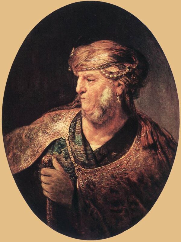 Portrait of a Man in Oriental Garment by Rembrandt, hand-painted oil painting reproduction