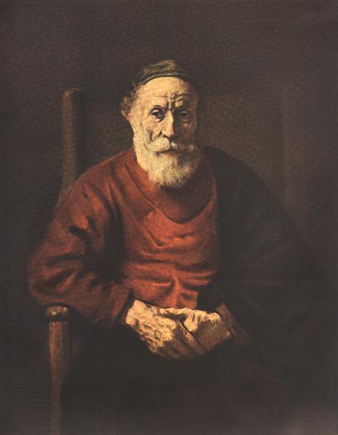 Portrait of an Old Man in Red 1652 to 54 by Rembrandt, hand-painted oil reproduction