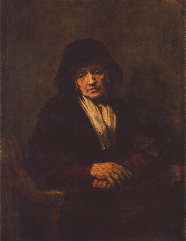 Portrait of an old Woman 1654 by Rembrandt, hand-painted oil painting reproduction