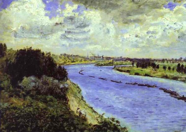 Barges on the Seine by Pierre-Auguste Renoir, hand-painted oil painting reproduction