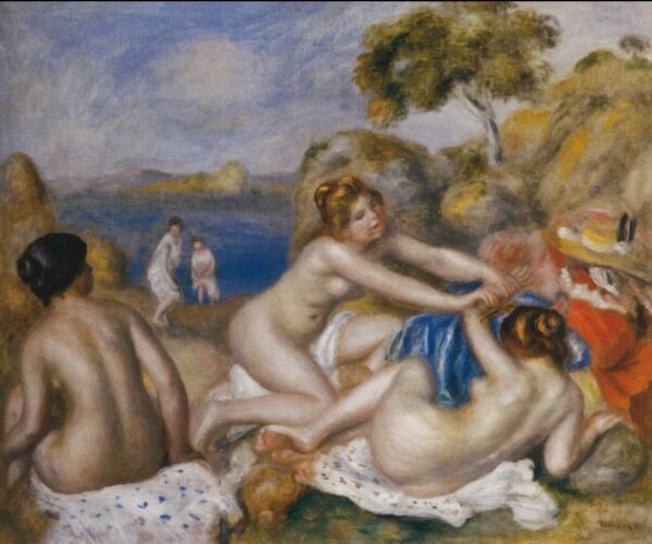 Bathers Playing with a Crab by Pierre-Auguste Renoir, hand-painted oil painting reproduction