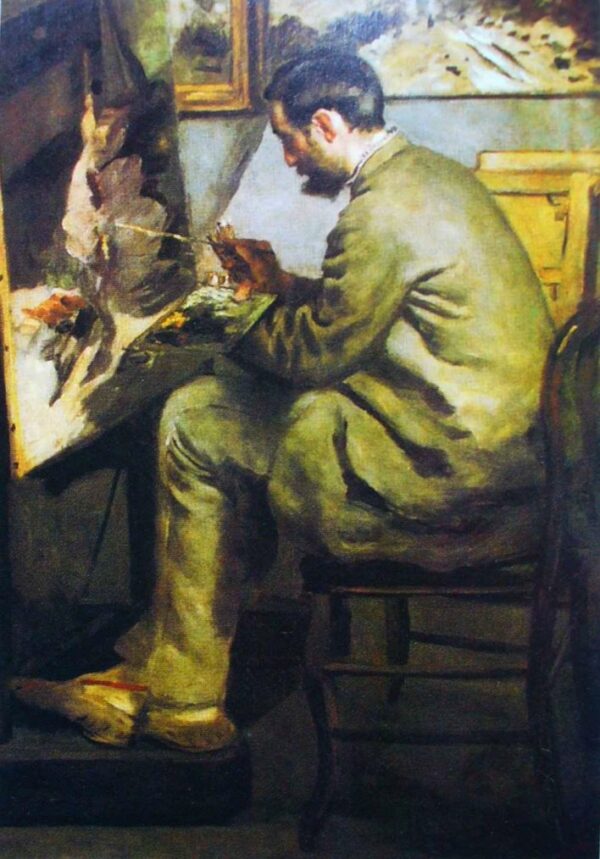 Frédéric Bazille at His Easel by Pierre-Auguste Renoir, hand-painted oil painting reproduction
