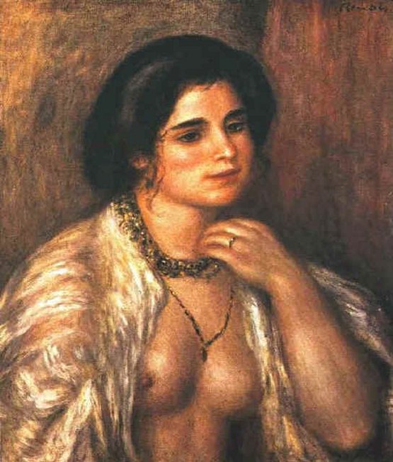 Gabrielle with Bare Breasts by Pierre-Auguste Renoir, hand-painted oil reproduction