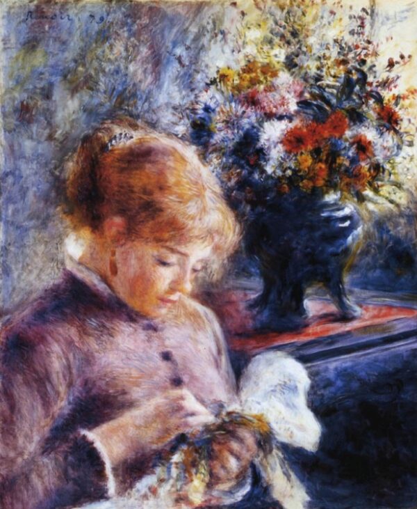 Lady Sewing by Pierre-Auguste Renoir, hand-painted oil painting reproduction