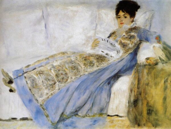 Madame Monet on a Sofa by Pierre-Auguste Renoir, hand-painted oil painting reproduction