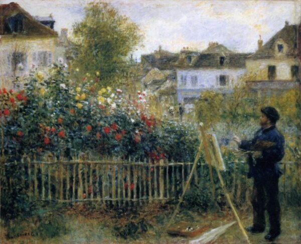 Monet Painting in His Garden by Pierre-Auguste Renoir, hand-painted oil painting reproduction