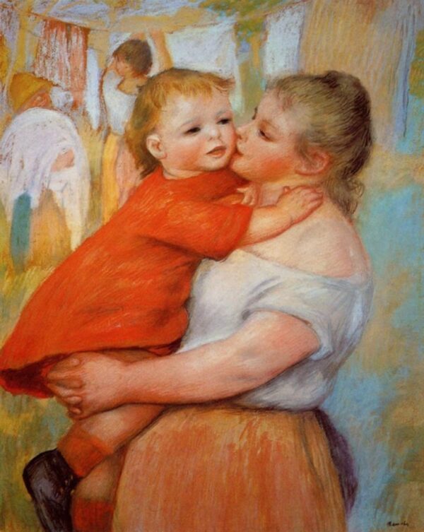 Mother and Child by Pierre-Auguste Renoir, hand-painted oil reproduction