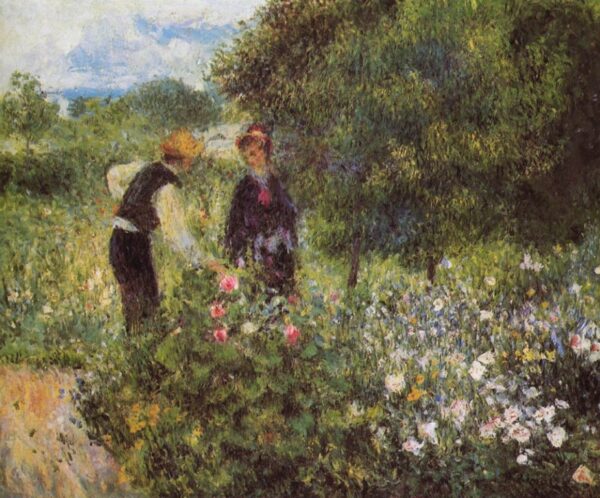 Picking Flowers by Pierre-Auguste Renoir, hand-painted oil painting reproduction