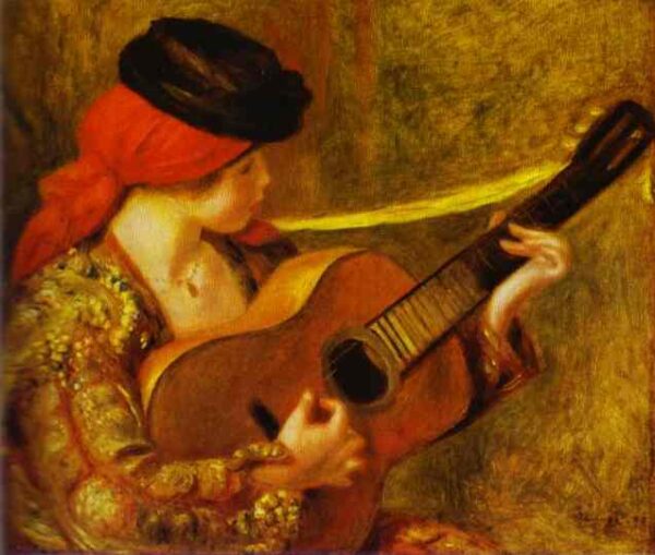Young Spanish Woman with a Guitar by Pierre-Auguste Renoir, hand-painted oil painting reproduction