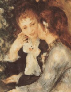 Young Women Talking by Pierre-Auguste Renoir, hand-painted oil painting reproduction