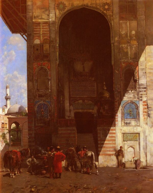 Rest at the Mosque by Alberto Pasini, hand-painted oil painting reproduction