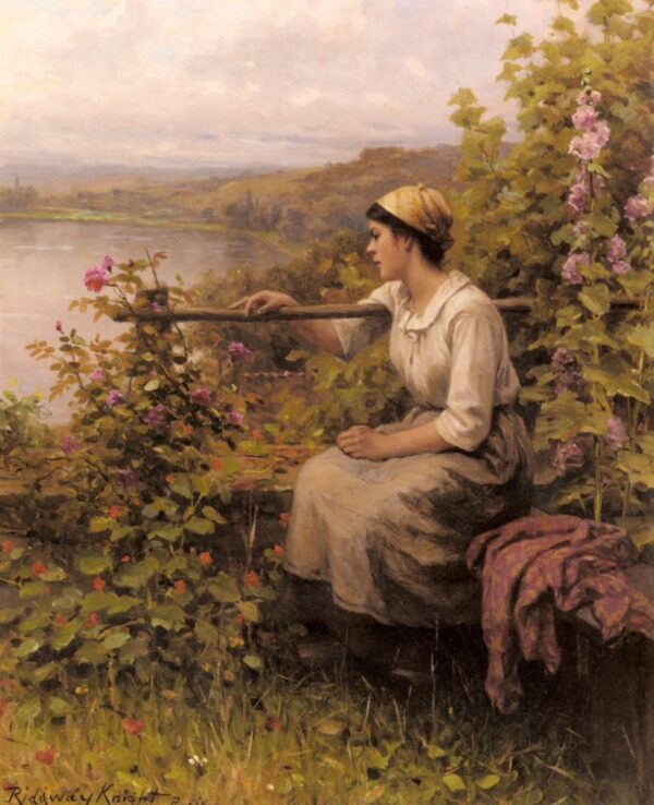 Resting In The Garden by Daniel Ridgway Knight, hand-painted oil painting reproduction