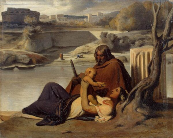 Resting on the Banks of the Tiber by Paul Delaroche, hand-painted oil painting reproduction