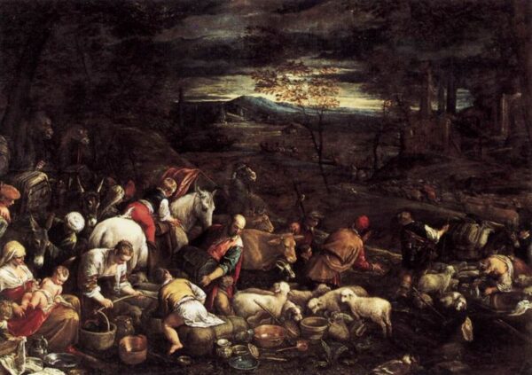 Return of Jacob with His Family by Jacopo Bassano, hand-painted oil painting reproduction