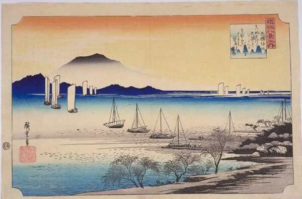 Returning Boats at Yabase by Ando Hiroshige, hand-painted oil painting reproduction