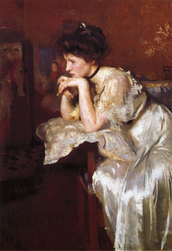 Reverie (Katherine Finn) by Edmund Tarbell, hand-painted oil painting reproduction