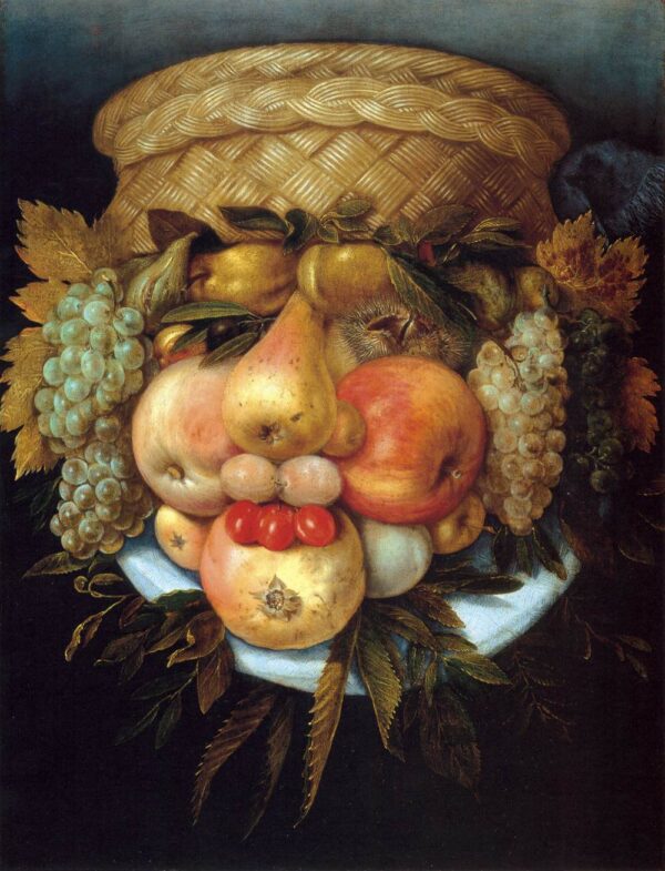 Reversible Head with Basket of Fruit by Giuseppe Arcimboldo, hand-painted oil painting reproduction