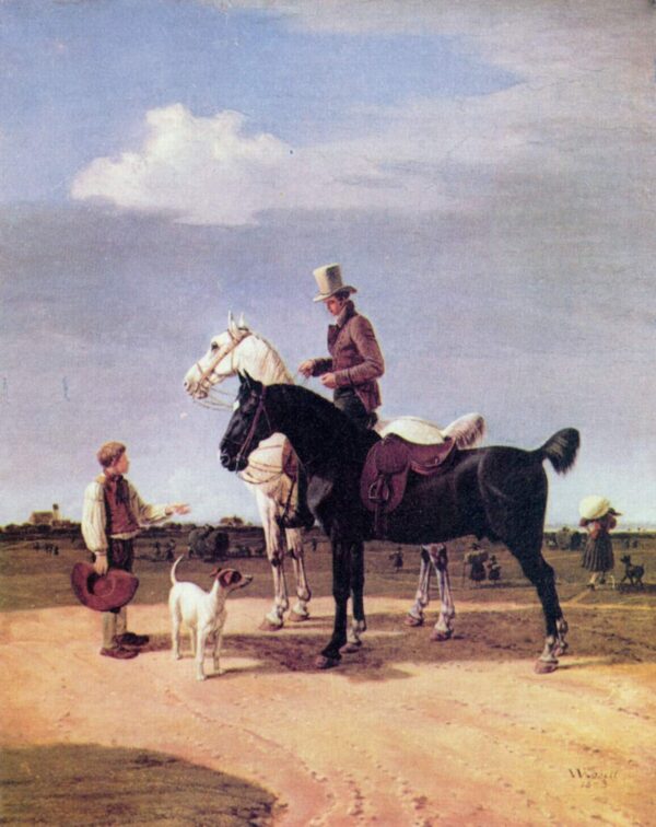 Rider with Two Horses by Wilhelm von Kobell, hand-painted oil painting reproduction