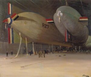 Rigid 29 and NS 7 at East Fortune by John Lavery, hand-painted oil painting reproduction