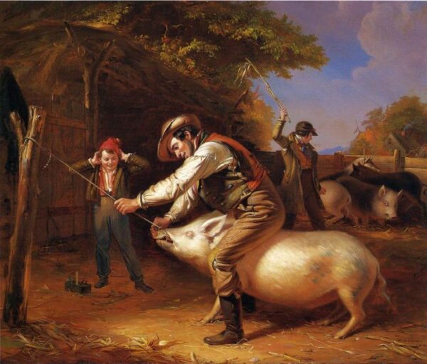 Ringing the Pig by William Sidney Mount, hand-painted oil painting reproduction