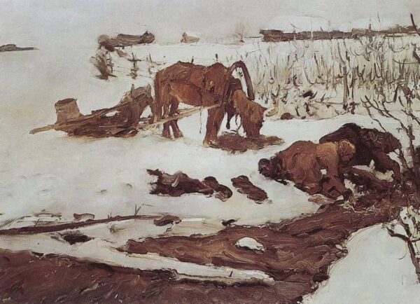 Rinsing Clothes in the River by Valentin Alexandrovich Serov, hand-painted oil painting reproduction