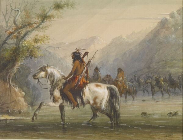 Shoshone Indians – Fording a River by Alfred Jacob Miller, hand-painted oil painting reproduction