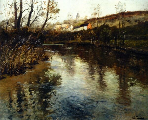 River Landscape by Fritz Thaulow, hand-painted oil painting reproduction