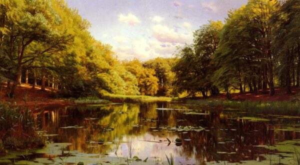 River Landscape II by Peder Mørk Mønsted, hand-painted oil painting reproduction