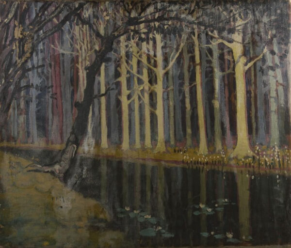 River Scene with Trees by Geoffrey Stephen Allfree, hand-painted oil painting reproduction