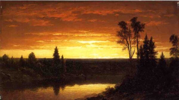 River Sunset View of the Catskills by John William Casilear, hand-painted oil painting reproduction