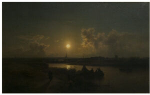 River with Moonlight Effect by Karl Adloff, hand-painted oil painting reproduction