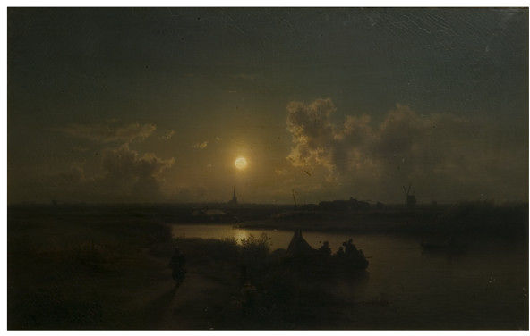 River with Moonlight Effect by Karl Adloff, hand-painted oil reproduction