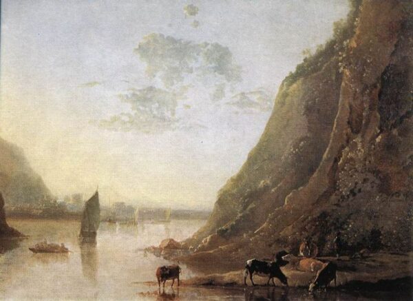 Riverbank with Cows by Aelbert Cuyp, hand-painted oil painting reproduction
