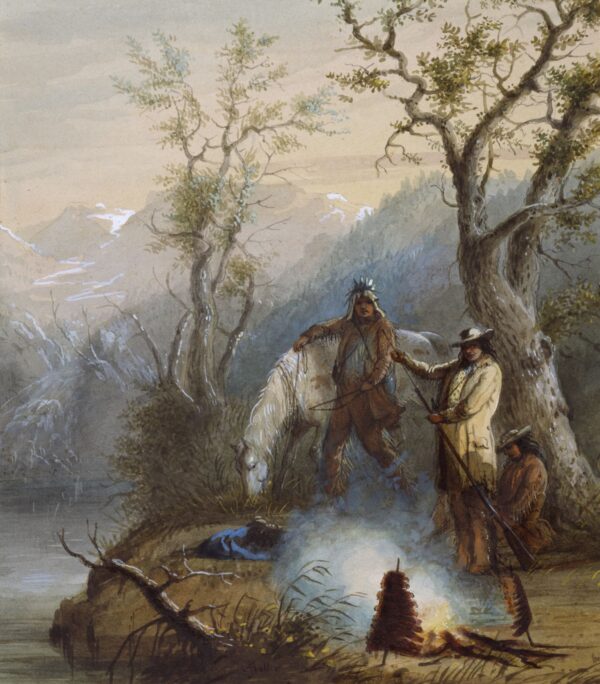 Roasting The Hump Rib by Alfred Jacob Miller, hand-painted oil painting reproduction