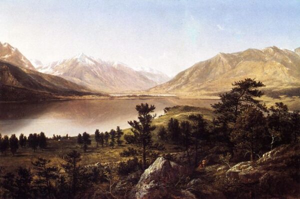 Upper Twin Lakes in the Colorado Rockies by David Johnson, hand-painted oil painting reproduction