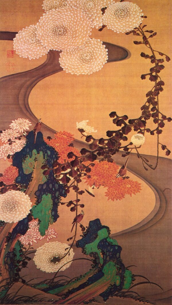 Chrysanthemums by a Stream, with Rocks by Itō Jakuchū, hand-painted oil painting reproduction