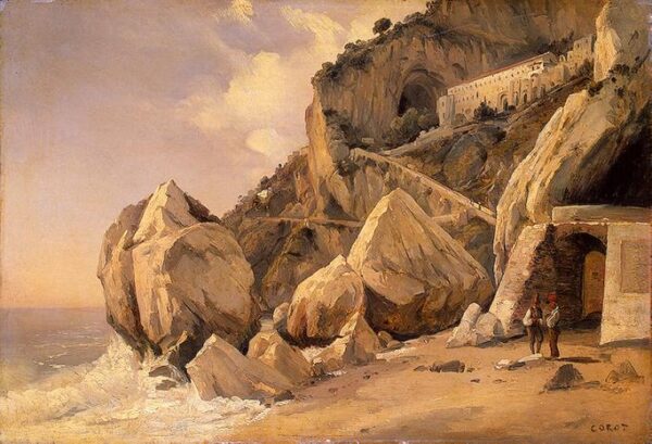 Rocks in Amalfi by Jean Baptiste Camille Corot, hand-painted oil painting reproduction