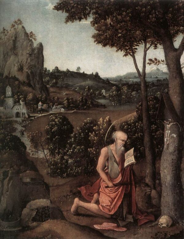 Rocky Landscape with Saint Jerome by Joachim Patenier, hand-painted oil painting reproduction